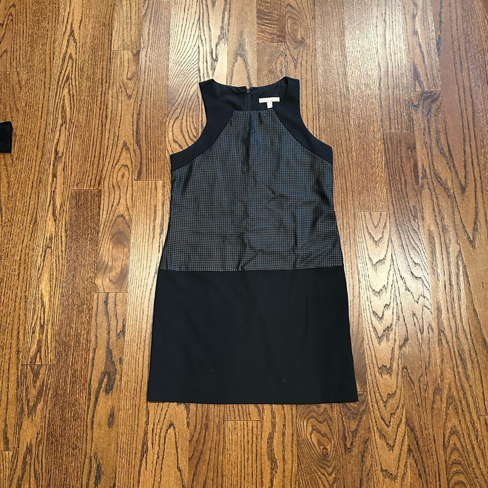 Banana Republic Black Fabric and Vega  Leather Mini Dress Sz 4